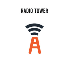 Radio tower vector icon on white background. Red and black colored Radio tower icon. Simple element illustration sign symbol EPS