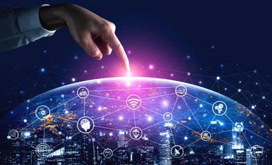 5G Communication Technology Wireless Internet Network for Global Business Growth, Social Media, Digital E-commerce and Entertainment Home Use.