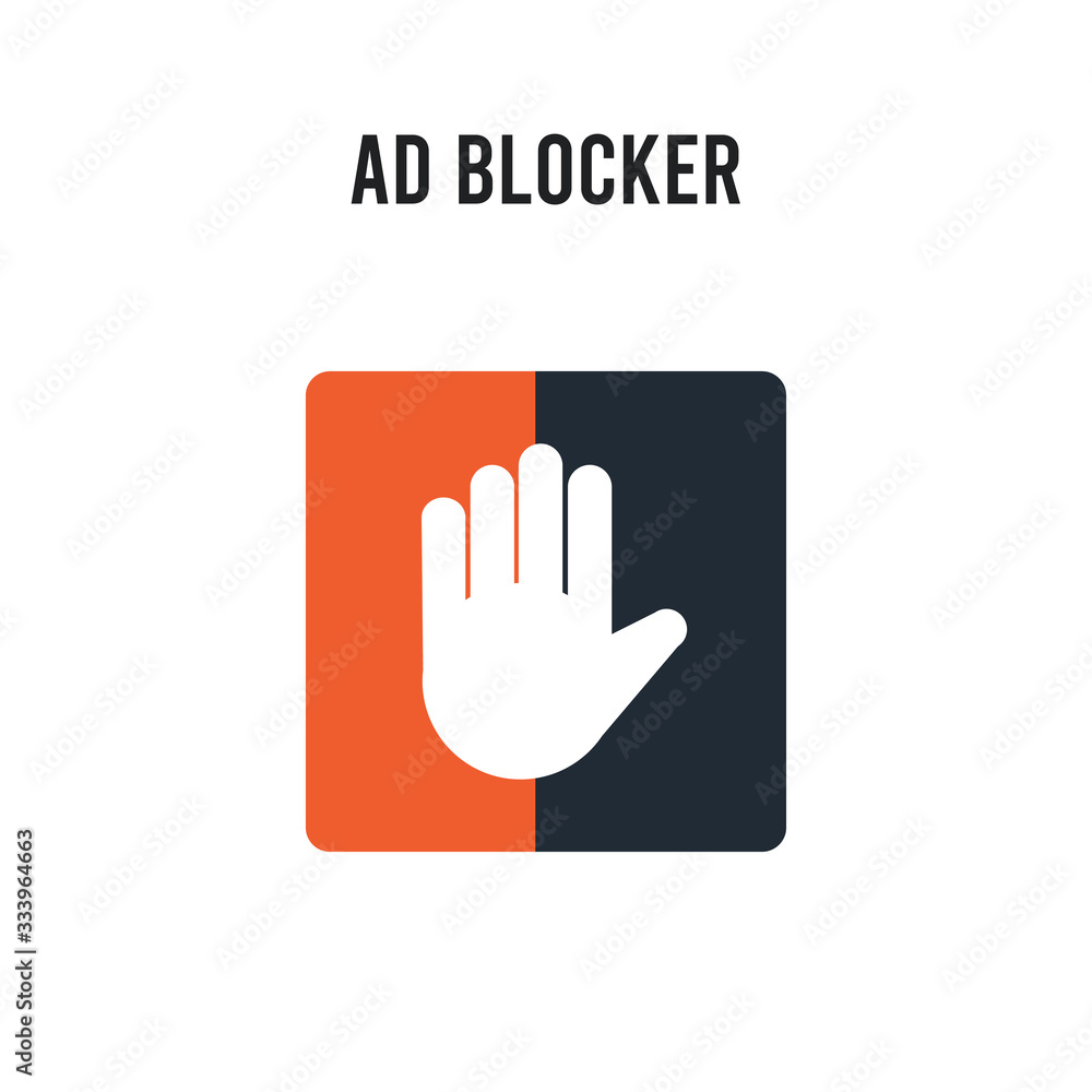 Poster ad blocker vector icon on white background. red and black colored ad blocker icon. simple element il