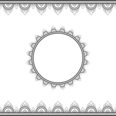 Ethnic ornament for greeting card, Henna drawing and tattoo template. Vector illustration