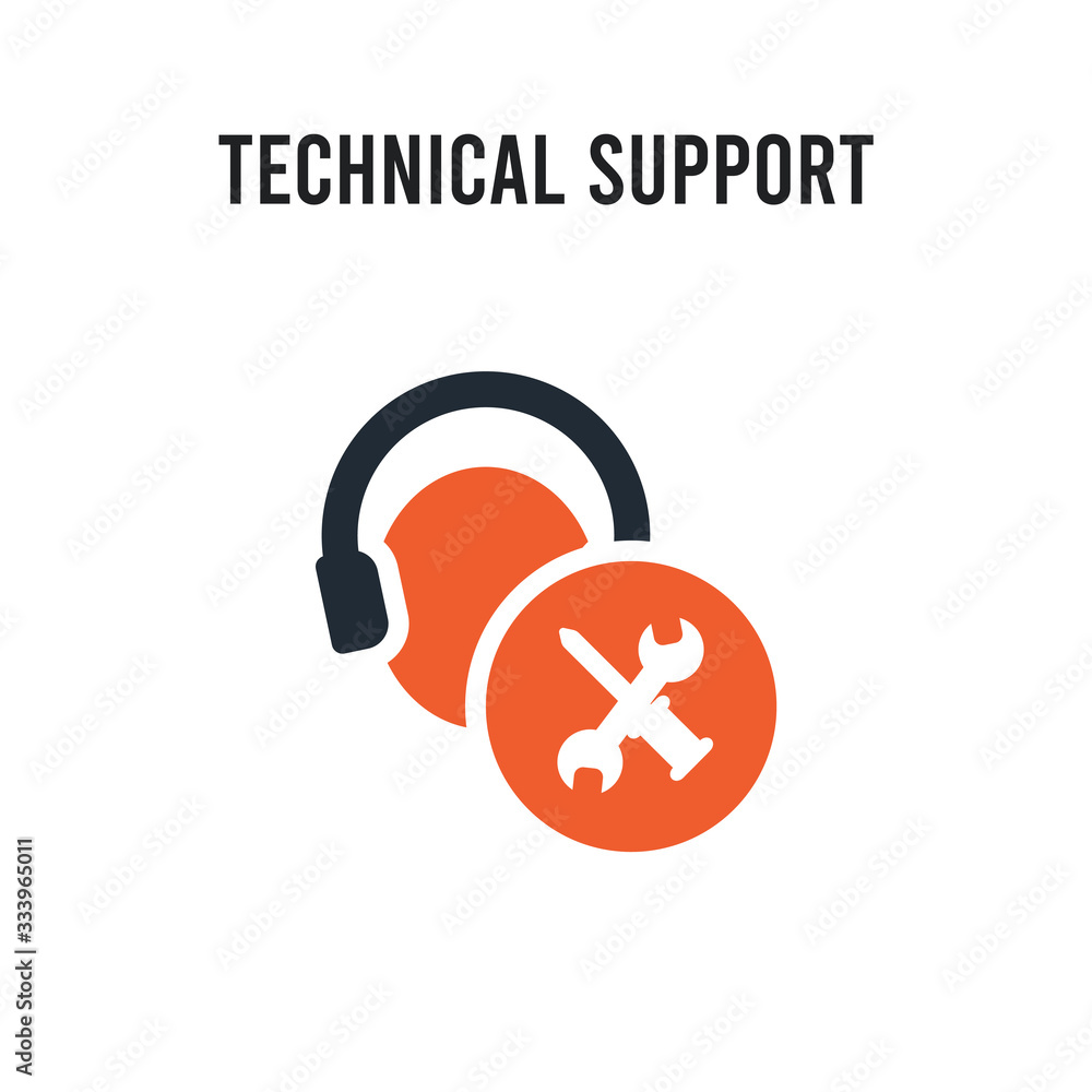 Poster technical support vector icon on white background. red and black colored technical support icon. sim