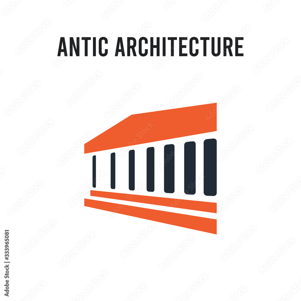 Poster antic architecture vector icon on white background. red and black colored antic architecture icon. s