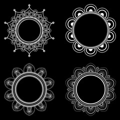 Ethnic ornament for greeting card, Henna drawing and tattoo template. Vector illustration