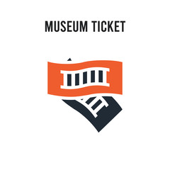 museum Ticket vector icon on white background. Red and black colored museum Ticket icon. Simple element illustration sign symbol EPS