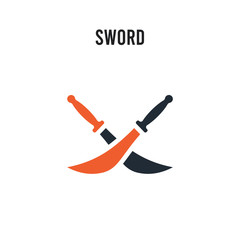 Sword vector icon on white background. Red and black colored Sword icon. Simple element illustration sign symbol EPS
