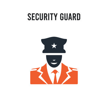 Security guard vector icon on white background. Red and black colored Security guard icon. Simple element illustration sign symbol EPS