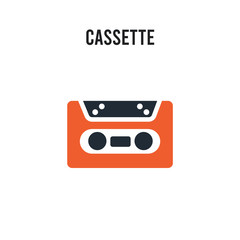 Cassette vector icon on white background. Red and black colored Cassette icon. Simple element illustration sign symbol EPS