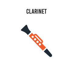 Clarinet vector icon on white background. Red and black colored Clarinet icon. Simple element illustration sign symbol EPS