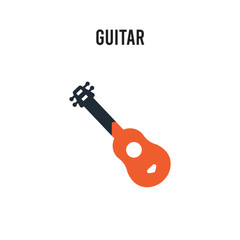 Guitar vector icon on white background. Red and black colored Guitar icon. Simple element illustration sign symbol EPS