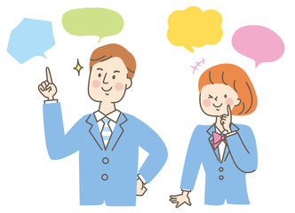 笑顔　スーツ　若い　男女