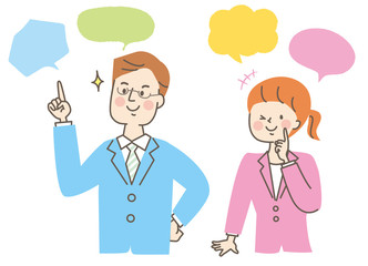 笑顔　スーツ　若い　男女