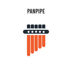 Panpipe vector icon on white background. Red and black colored Panpipe icon. Simple element illustration sign symbol EPS