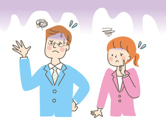 不安　スーツ　男女