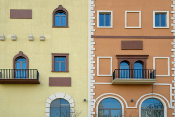 Obraz premium Colorful windows and walls of Mediterranean architecture