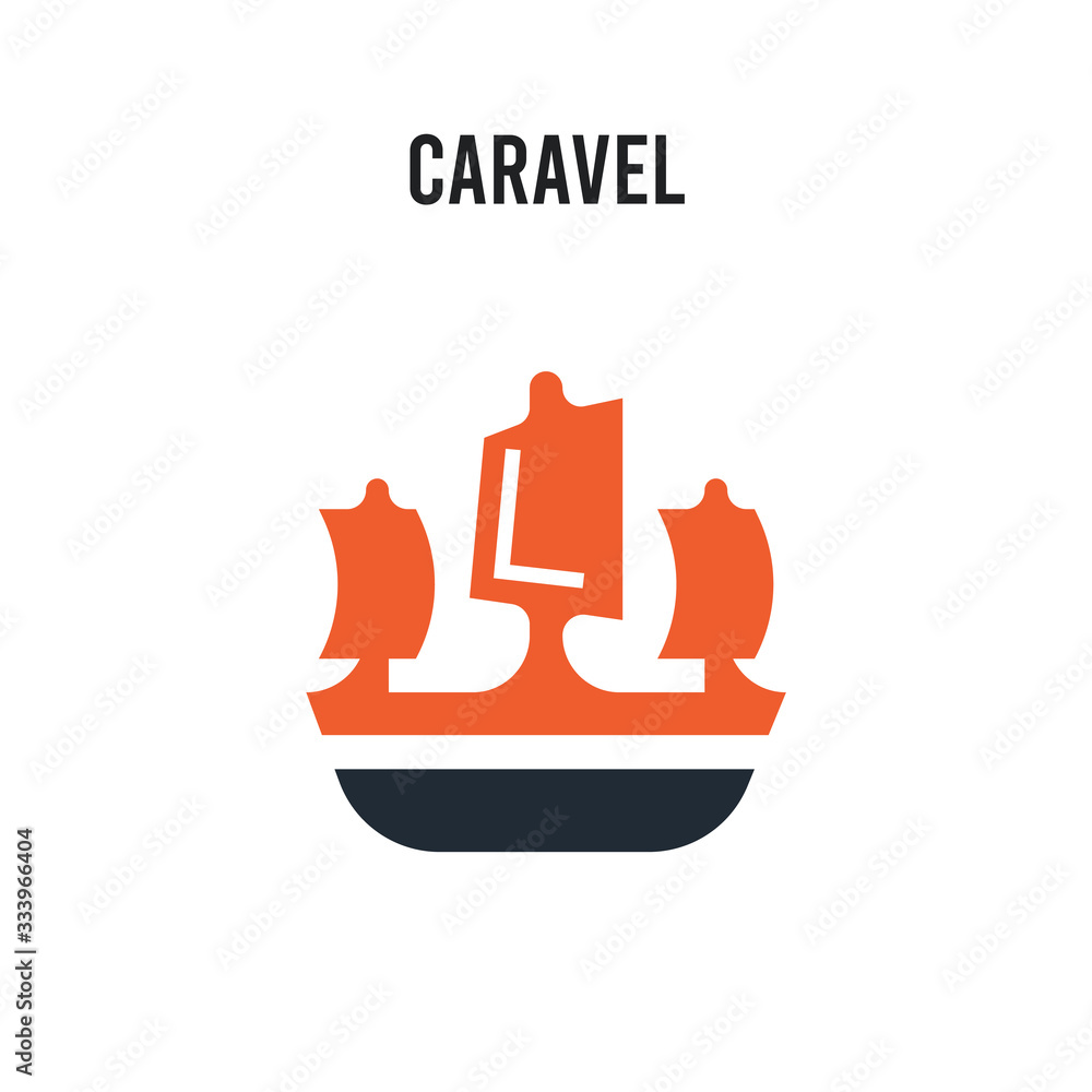 Poster caravel vector icon on white background. red and black colored caravel icon. simple element illustra