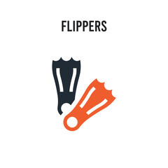 Flippers vector icon on white background. Red and black colored Flippers icon. Simple element illustration sign symbol EPS