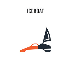 iceboat vector icon on white background. Red and black colored iceboat icon. Simple element illustration sign symbol EPS