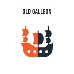 Old Galleon vector icon on white background. Red and black colored Old Galleon icon. Simple element illustration sign symbol EPS