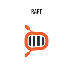 Raft vector icon on white background. Red and black colored Raft icon. Simple element illustration sign symbol EPS