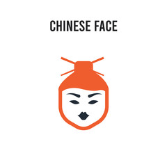 Chinese face vector icon on white background. Red and black colored Chinese face icon. Simple element illustration sign symbol EPS