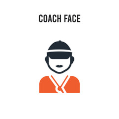 Coach face vector icon on white background. Red and black colored Coach face icon. Simple element illustration sign symbol EPS
