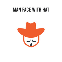 Man face with hat vector icon on white background. Red and black colored Man face with hat icon. Simple element illustration sign symbol EPS