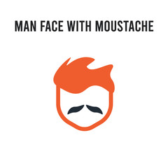 Fototapeta premium Man face with moustache vector icon on white background. Red and black colored Man face with moustache icon. Simple element illustration sign symbol EPS