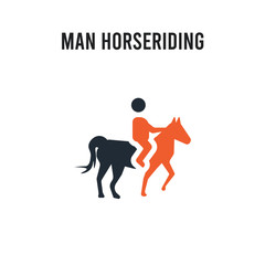 Man Horseriding vector icon on white background. Red and black colored Man Horseriding icon. Simple element illustration sign symbol EPS
