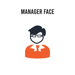 Manager face vector icon on white background. Red and black colored Manager face icon. Simple element illustration sign symbol EPS