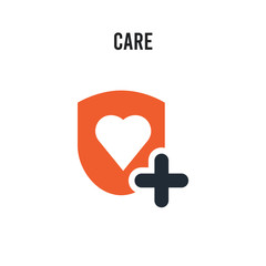 Care vector icon on white background. Red and black colored Care icon. Simple element illustration sign symbol EPS