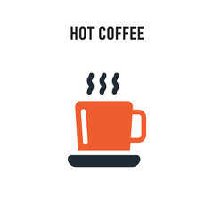Hot Coffee vector icon on white background. Red and black colored Hot Coffee icon. Simple element illustration sign symbol EPS