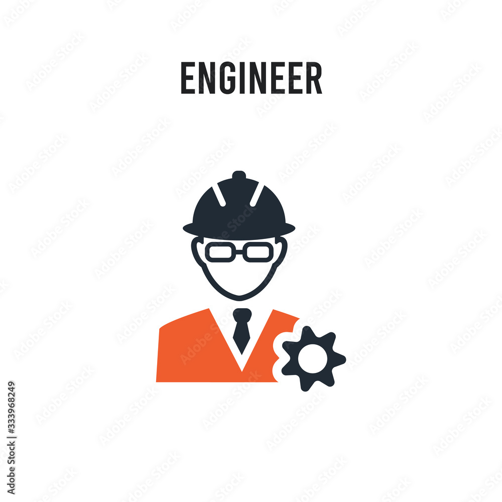 Poster engineer vector icon on white background. red and black colored engineer icon. simple element illust