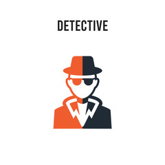 Detective vector icon on white background. Red and black colored Detective icon. Simple element illustration sign symbol EPS