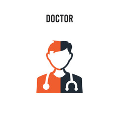 Doctor vector icon on white background. Red and black colored Doctor icon. Simple element illustration sign symbol EPS