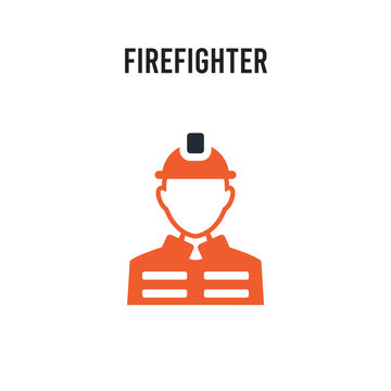 Firefighter vector icon on white background. Red and black colored Firefighter icon. Simple element illustration sign symbol EPS