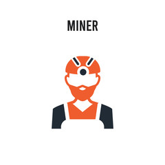 Miner vector icon on white background. Red and black colored Miner icon. Simple element illustration sign symbol EPS