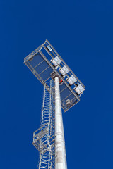 Bottom view of the observation tower with lights