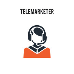 Telemarketer vector icon on white background. Red and black colored Telemarketer icon. Simple element illustration sign symbol EPS