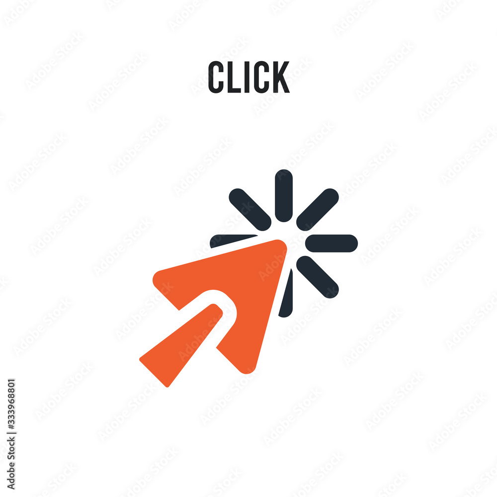 Aufkleber click vector icon on white background. red and black colored click icon. simple element illustration