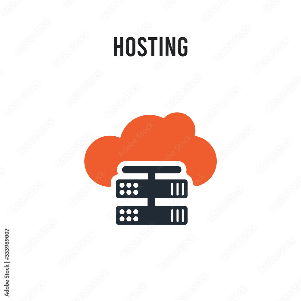 Poster hosting vector icon on white background. red and black colored hosting icon. simple element illustra