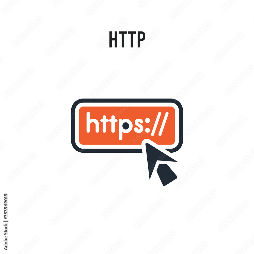 Poster http vector icon on white background. red and black colored http icon. simple element illustration s