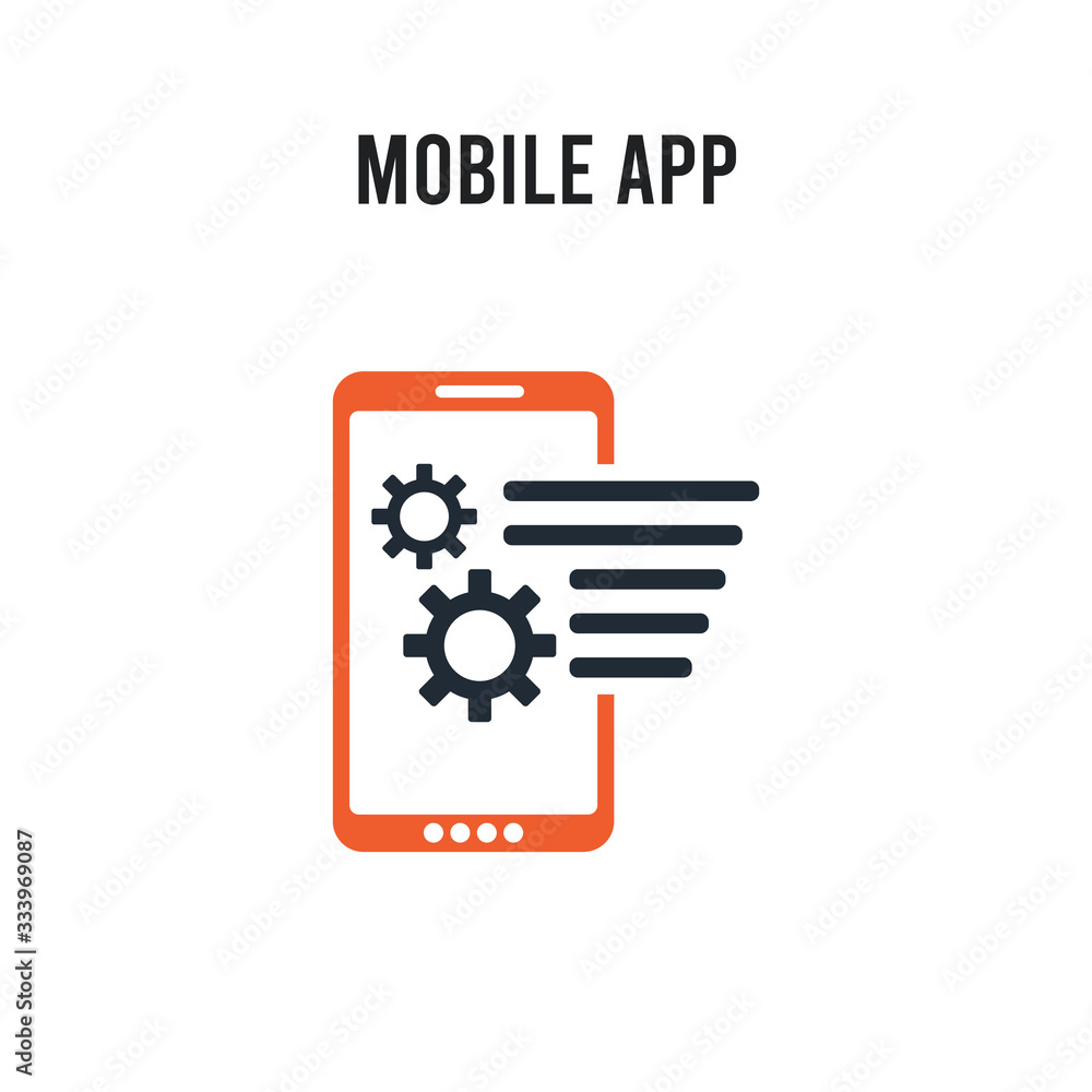 Poster mobile app vector icon on white background. red and black colored mobile app icon. simple element il