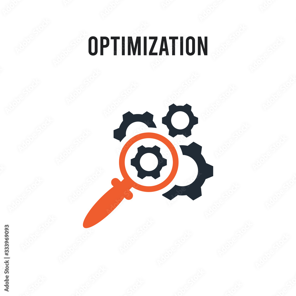 Poster optimization vector icon on white background. red and black colored optimization icon. simple elemen