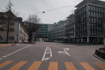 Empty streets. Lucerne during the corona crisis on a Friday afternoon.