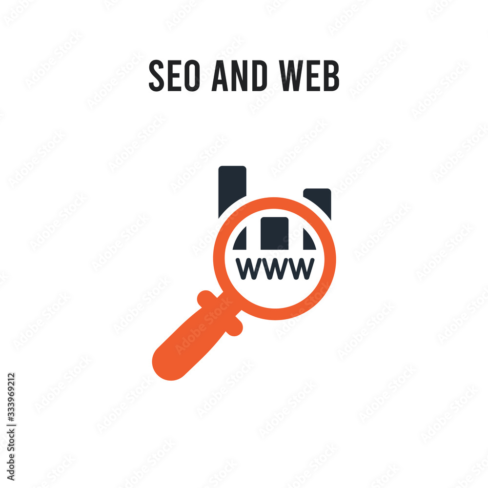 Aufkleber seo and web vector icon on white background. red and black colored seo and web icon. simple element 