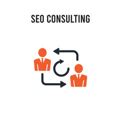 Seo Consulting vector icon on white background. Red and black colored Seo Consulting icon. Simple element illustration sign symbol EPS
