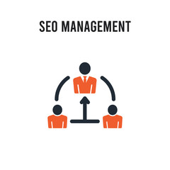 Seo Management vector icon on white background. Red and black colored Seo Management icon. Simple element illustration sign symbol EPS