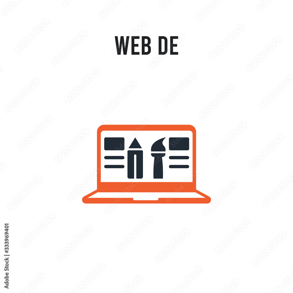 Poster web de vector icon on white background. red and black colored web de icon. simple element illustrati