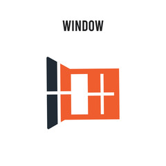 Fototapeta premium Window vector icon on white background. Red and black colored Window icon. Simple element illustration sign symbol EPS