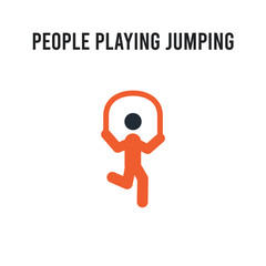 People playing Jumping rope vector icon on white background. Red and black colored People playing Jumping rope icon. Simple element illustration sign symbol EPS